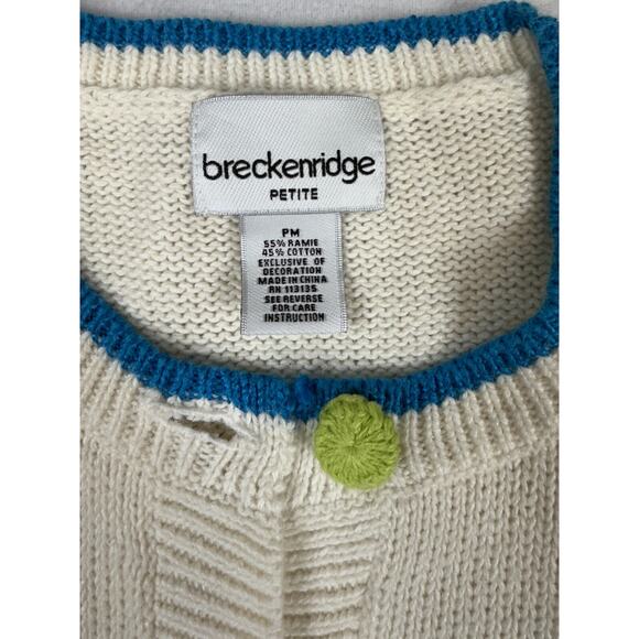 vtg Cardigan Sweater Embroidered Butterfly Short Sleeve Grandma Cottagecore - Picture 5 of 9